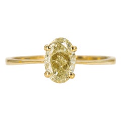 Ring - 14K Yellow - 1.03ct. - Natural diamond - IGI