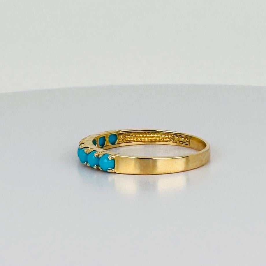 Anello in oro giallo 14k con 8 turchesi taglio rotondo In condizioni buone in vendita a Heemstede, NL