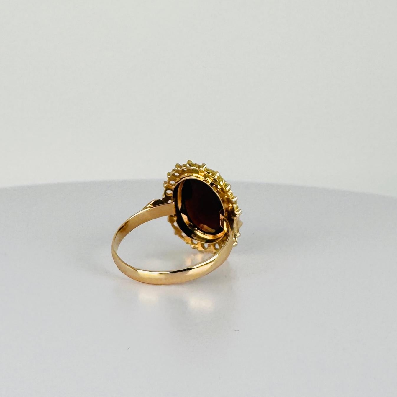 Ring 14k Yellow Gold with Oval Facetted Garnet of 2.5 carat For Sale 3