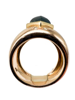 Ring 14k yellow gold with sapphire and diamonds