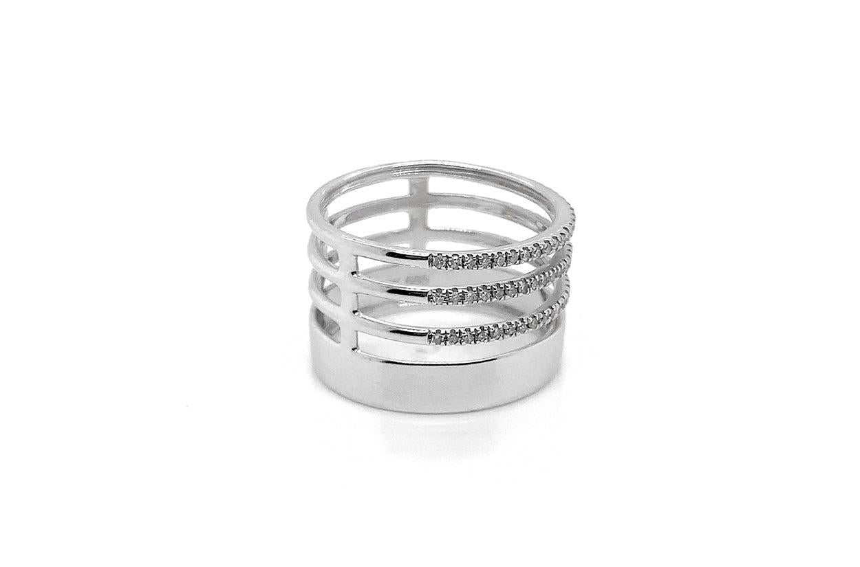Contemporary Ring 14kt White Gold & Diamonds For Sale
