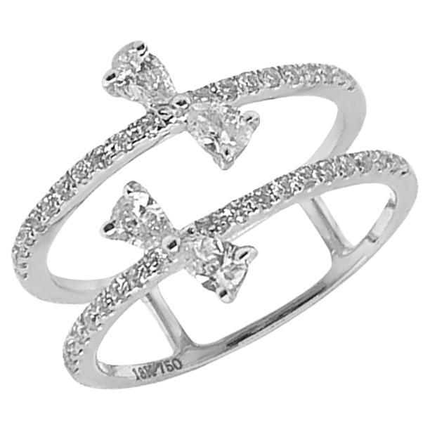 Ring 14kt White Gold & Ribbon Pear Diamonds For Sale