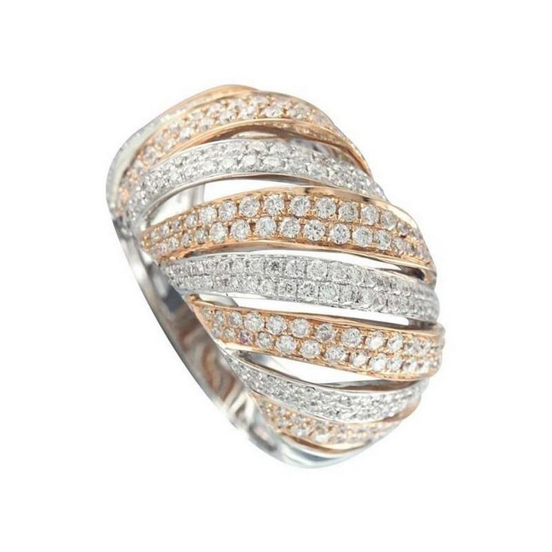 Modern Ring: 1.65 Carat Diamonds in 18K Two-Tone Gold For Sale