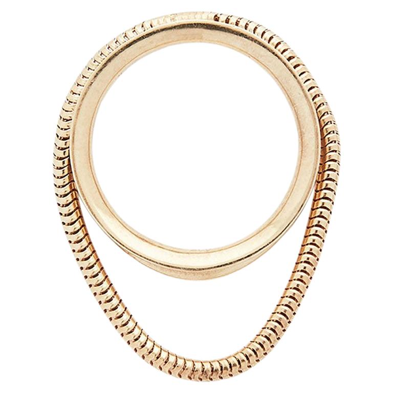 Ring 18 Karat Gold-Plated Silver Short Snake Chain Movement Greek Jewelry For Sale