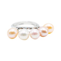 Ring 18 Karat Pearl and Diamond Cocktail Ring