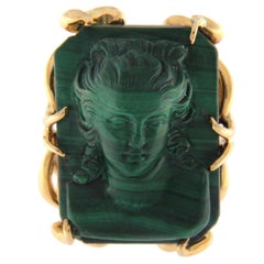 Ring 18 Karat Pink Gold with Engraved Malachite Ring 18 Karat Pink Gold with Engraved Malachite