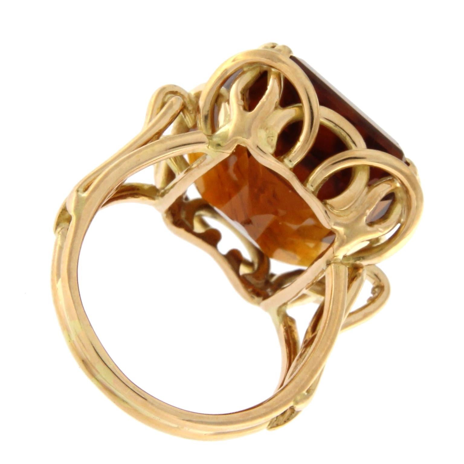 Art Deco Ring 18 Karat Pink Gold with Madera Topaze For Sale