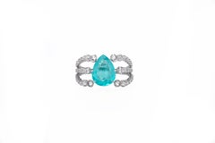 9, 14ct Paraiba Tourmaline & White Diamond Ring