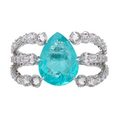 9, 14ct Paraiba Tourmaline & White Diamond Ring