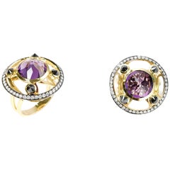 Amethyst & Diamonds 18K Yellow Gold Ring