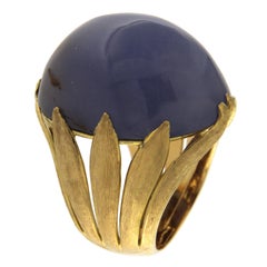 Ring 18 Karat Yellow Gold with Chalcedony