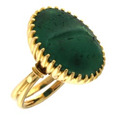 18 Karat Gelbgold Ring mit grünem Achat