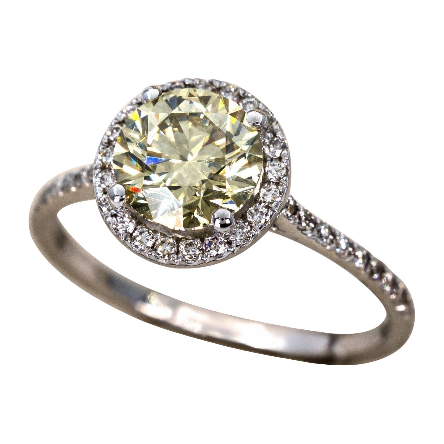 Bague - 18 kt. Or blanc - 1.86ct. tw. Diamant (de couleur naturelle) IGI en vente