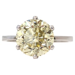Ring - 18 kt. White gold - 3.01ct. tw. Diamond (Natural coloured) - IGI