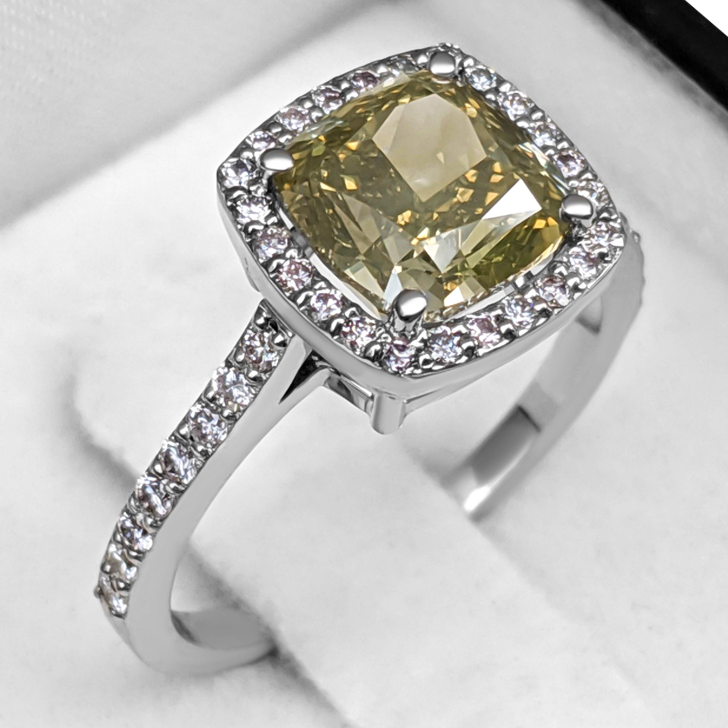 Ring - 18 kt. Weißgold - 3,64ct. tw. Diamant (natürlich gefärbt) GIA im Angebot 1
