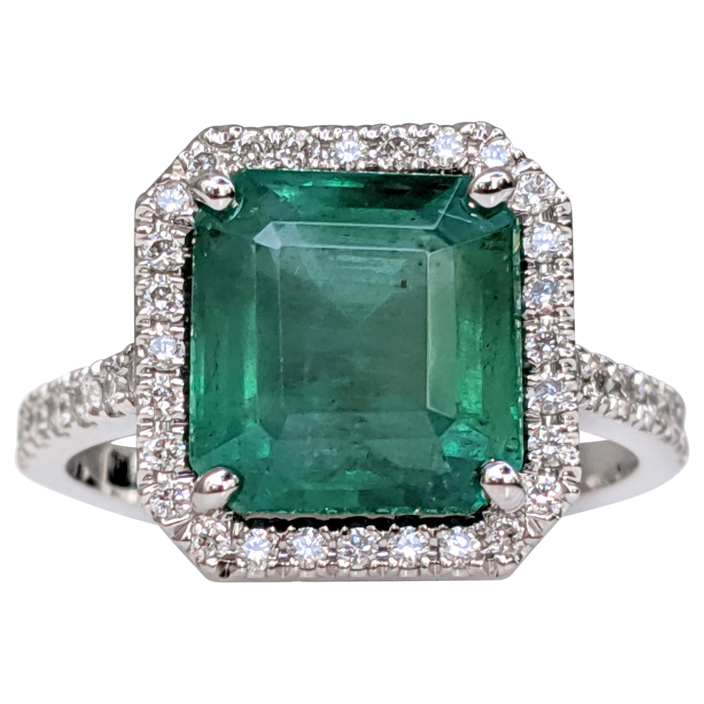 Ring - 18 kt. Weißgold - 4,93ct. tw. Smaragd - Diamant - IGI