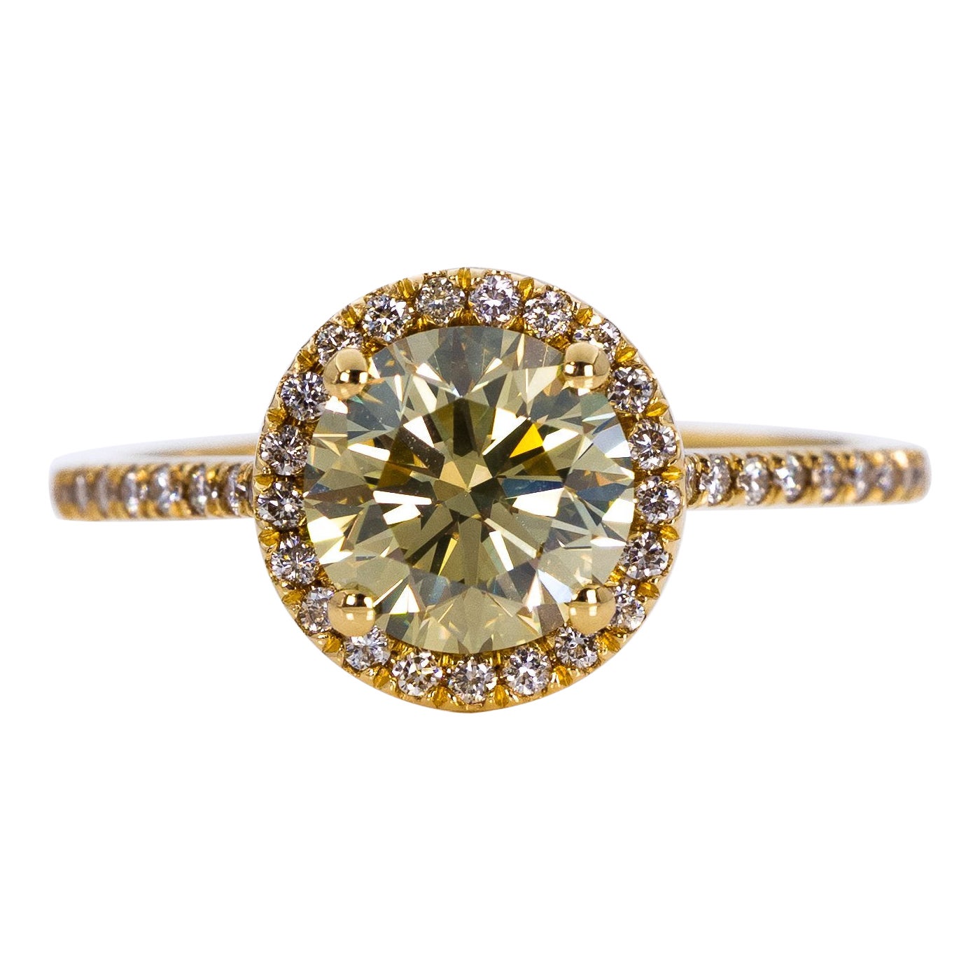 Bague - 18 kt. Or jaune - 1.80ct. tw. Diamant (de couleur naturelle) IGI