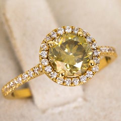 Ring - 18 kt. Yellow gold - 1.83ct. tw. Diamond (Natural coloured) - IGI
