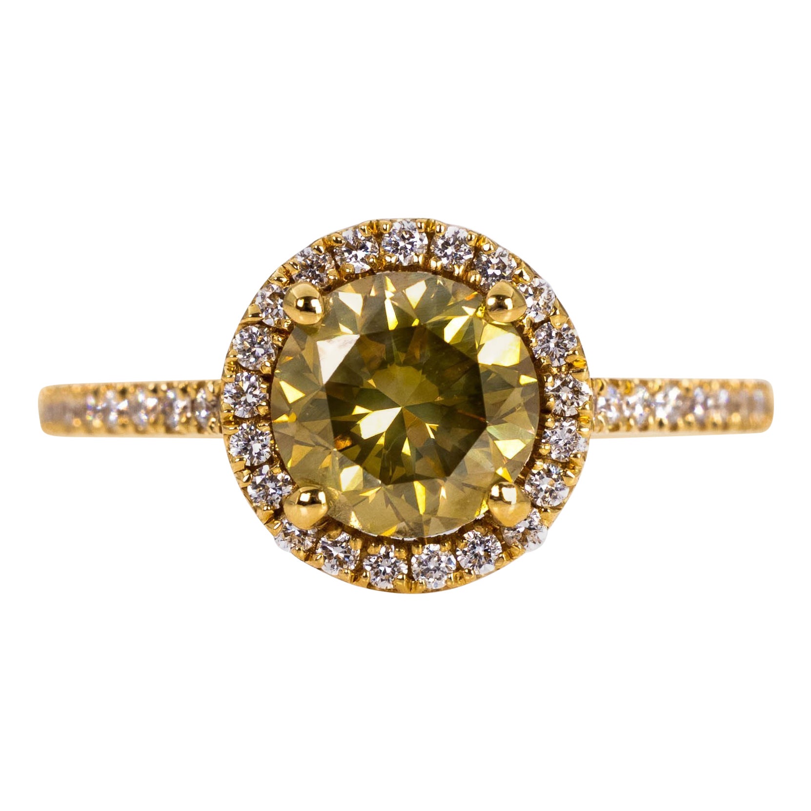 Ring - 18 kt. Yellow gold - 1.83ct. tw. Diamond (Natural coloured) - IGI
