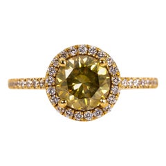 Ring - 18 kt. Yellow gold - 1.83ct. tw. Diamond (Natural coloured) - IGI