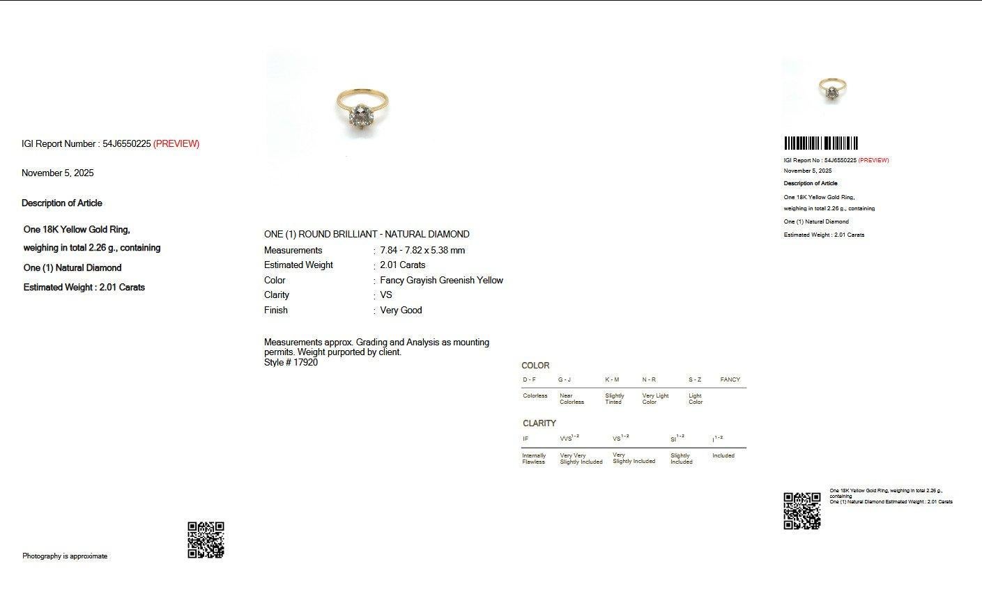 Anillo - 18 kt. Oro amarillo - 2,01 ct. tw. Diamante (color natural) - IGI en venta 2