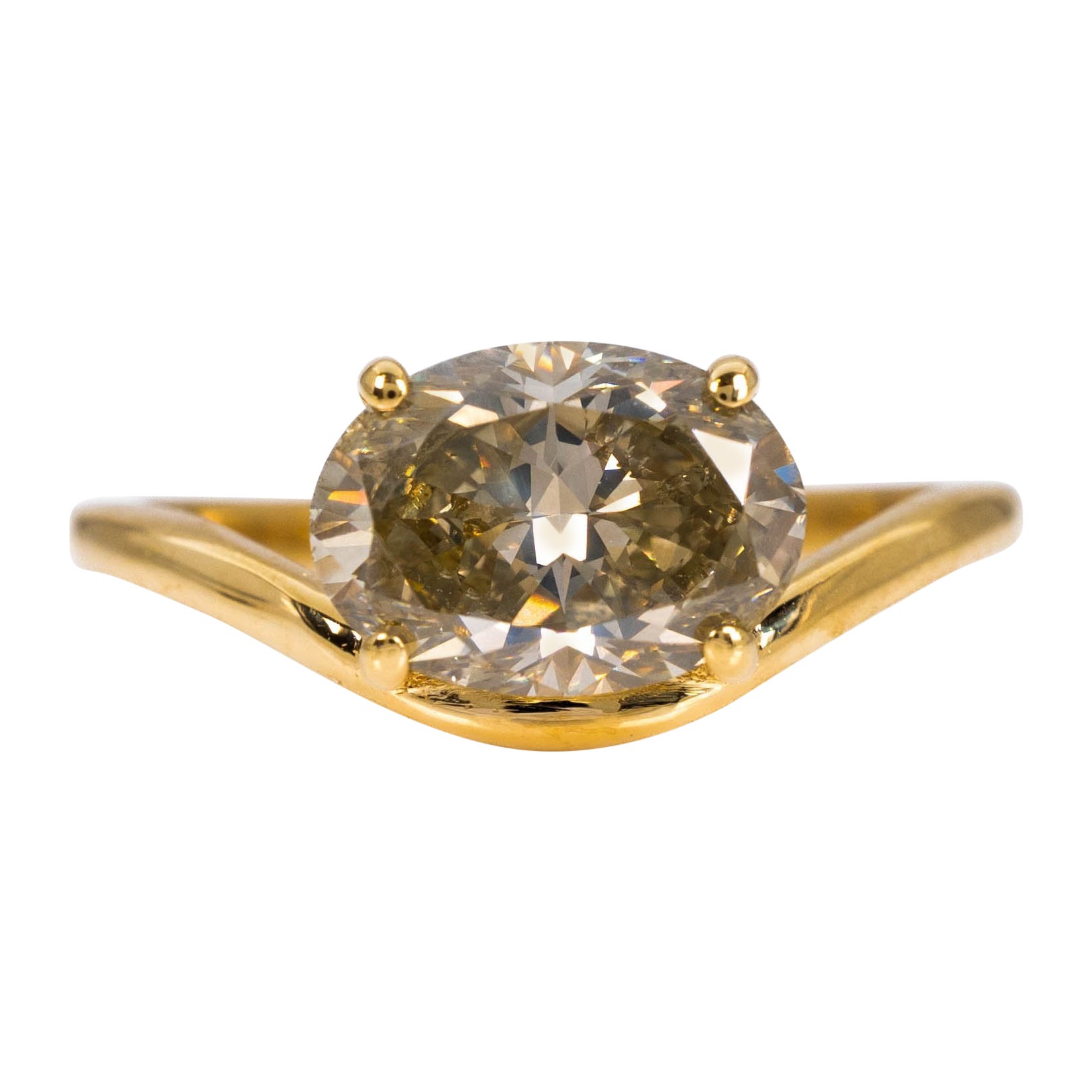 Ring - 18 kt. Gelbgold - 2.01ct. tw. Diamant (natürlich gefärbt) - IGI