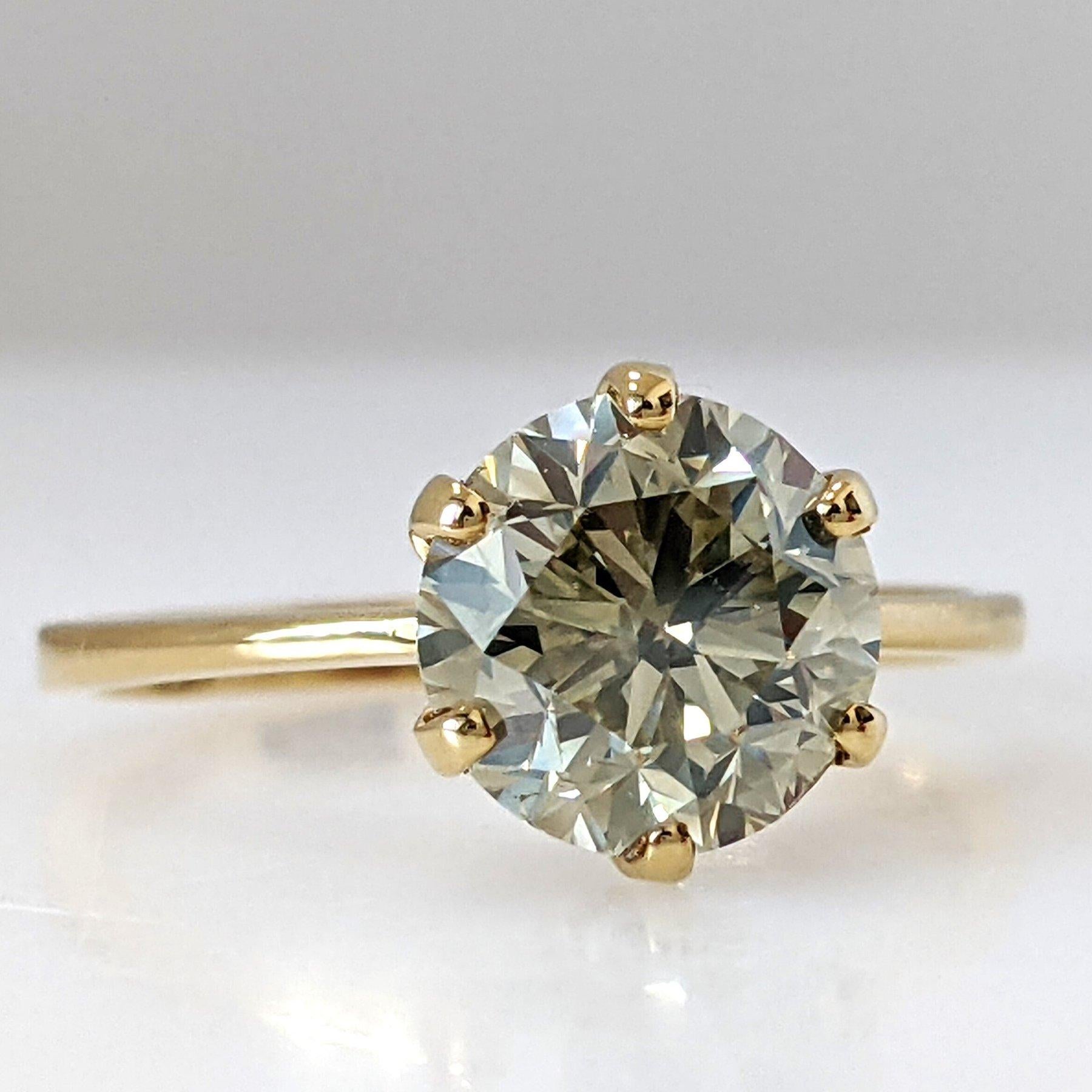 Art déco Bague - 18 kt. Or jaune - 2.04ct. tw. Diamant (de couleur naturelle) - IGI en vente