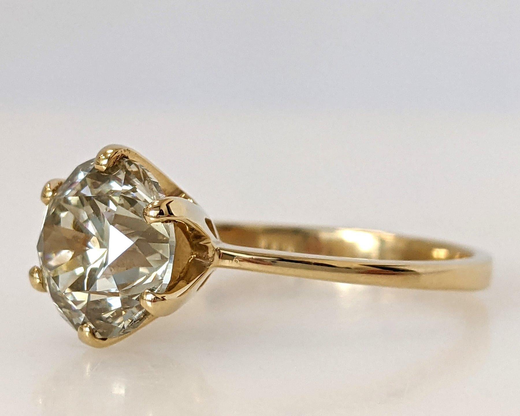 Taille ronde Bague - 18 kt. Or jaune - 2.04ct. tw. Diamant (de couleur naturelle) - IGI en vente