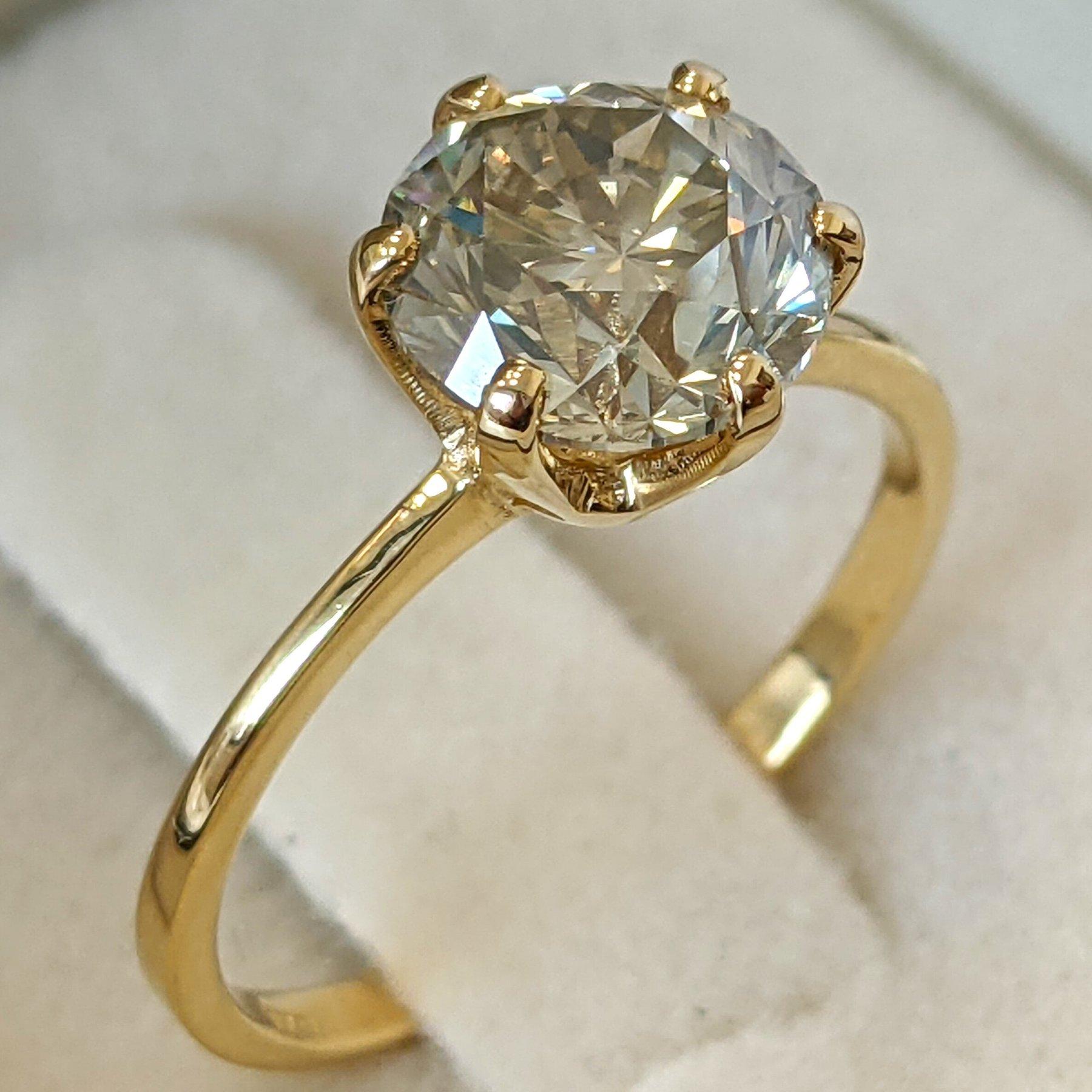 Bague - 18 kt. Or jaune - 2.04ct. tw. Diamant (de couleur naturelle) - IGI Pour femmes en vente