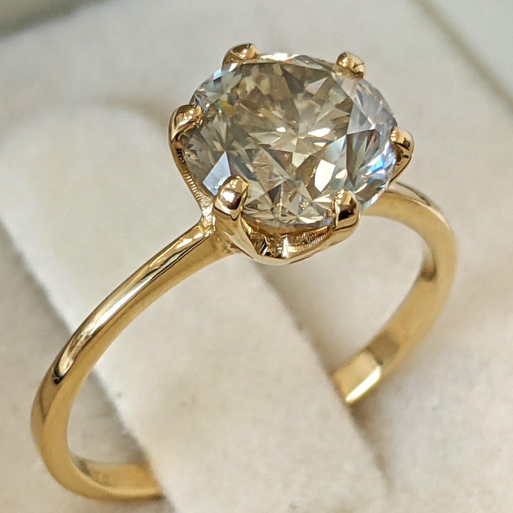 Bague - 18 kt. Or jaune - 2.04ct. tw. Diamant (de couleur naturelle) - IGI en vente 1