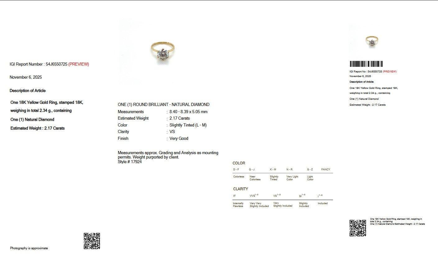 Art déco Bague - 18 kt. Or jaune - 2.17ct. tw. Diamant (de couleur naturelle) - IGI en vente