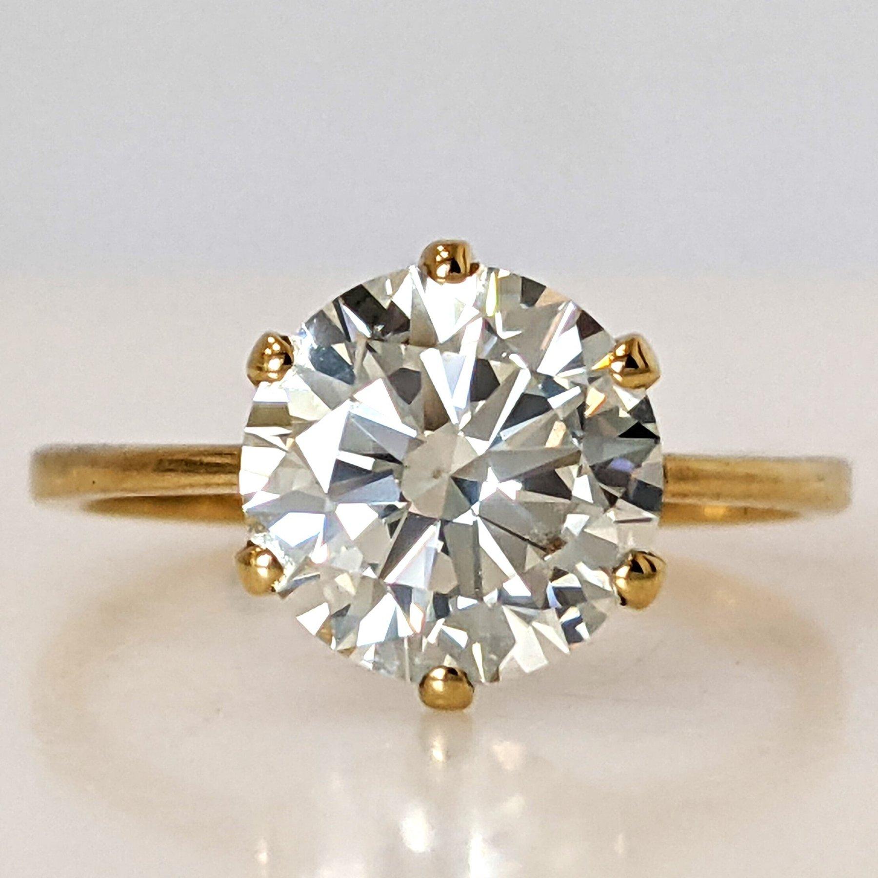 Taille ronde Bague - 18 kt. Or jaune - 2.17ct. tw. Diamant (de couleur naturelle) - IGI en vente