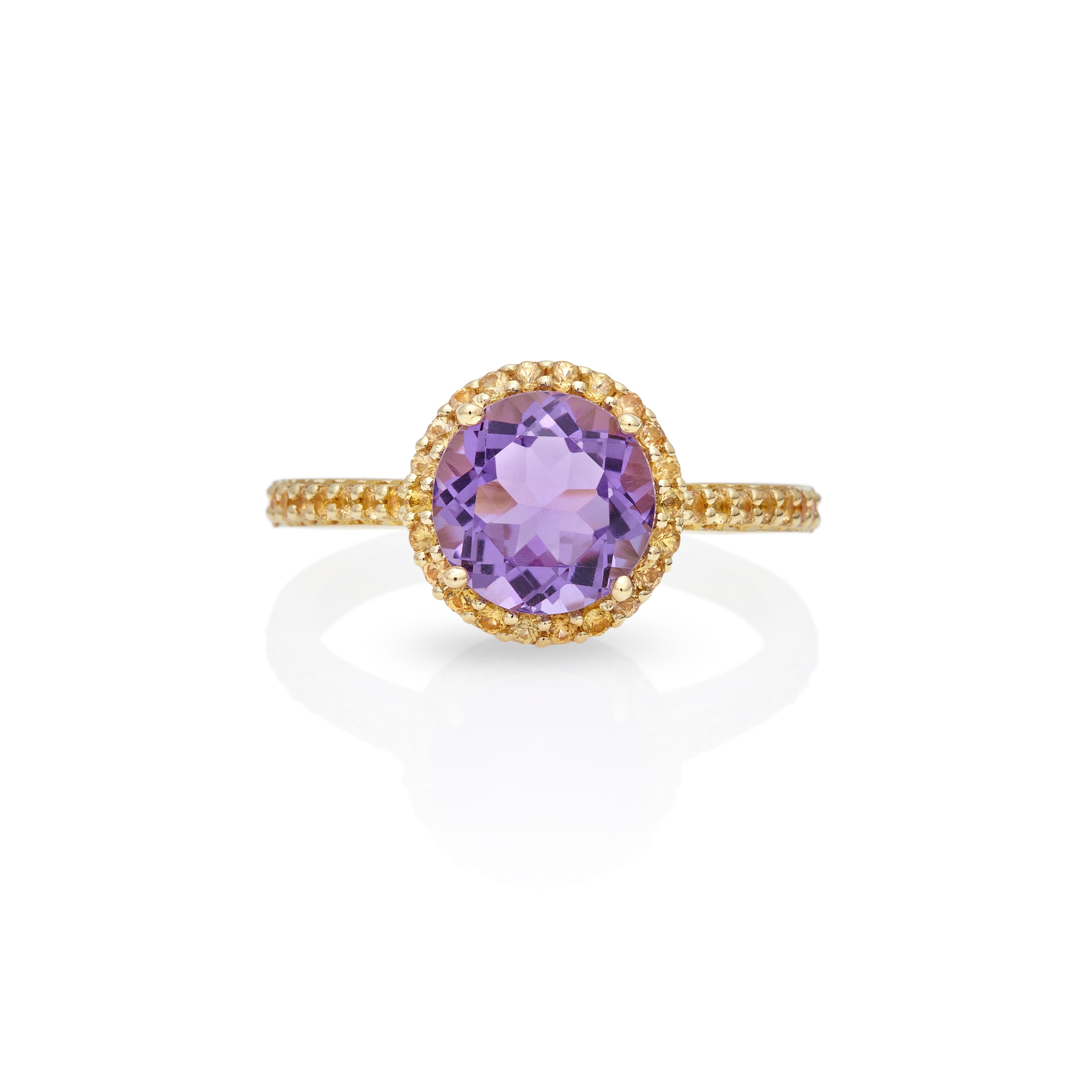 For Sale:  Ring 18 Kt Yellow Gold with Amethyst Yellow Sapphires Purple and Yellow Dream 2