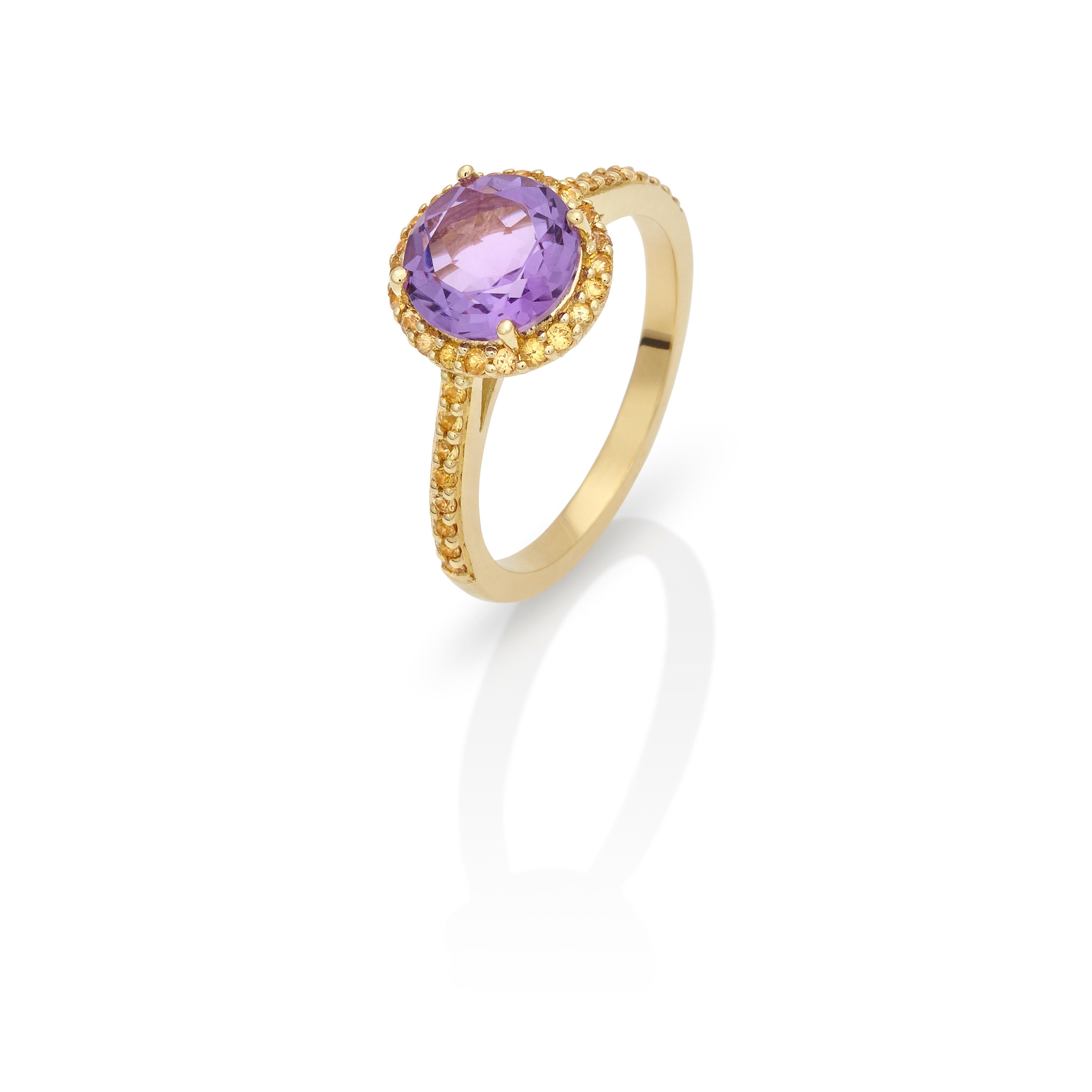 For Sale:  Ring 18 Kt Yellow Gold with Amethyst Yellow Sapphires Purple and Yellow Dream 3