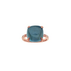 Ring 18K Rose Gold Diamonds Ant Topaz