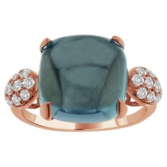 Ring 18K Rose Gold Diamonds Ant Topaz