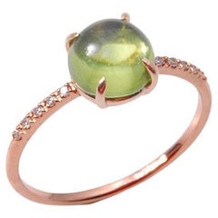 Ring 18K Rose Gold with Diamonds ant Peridote