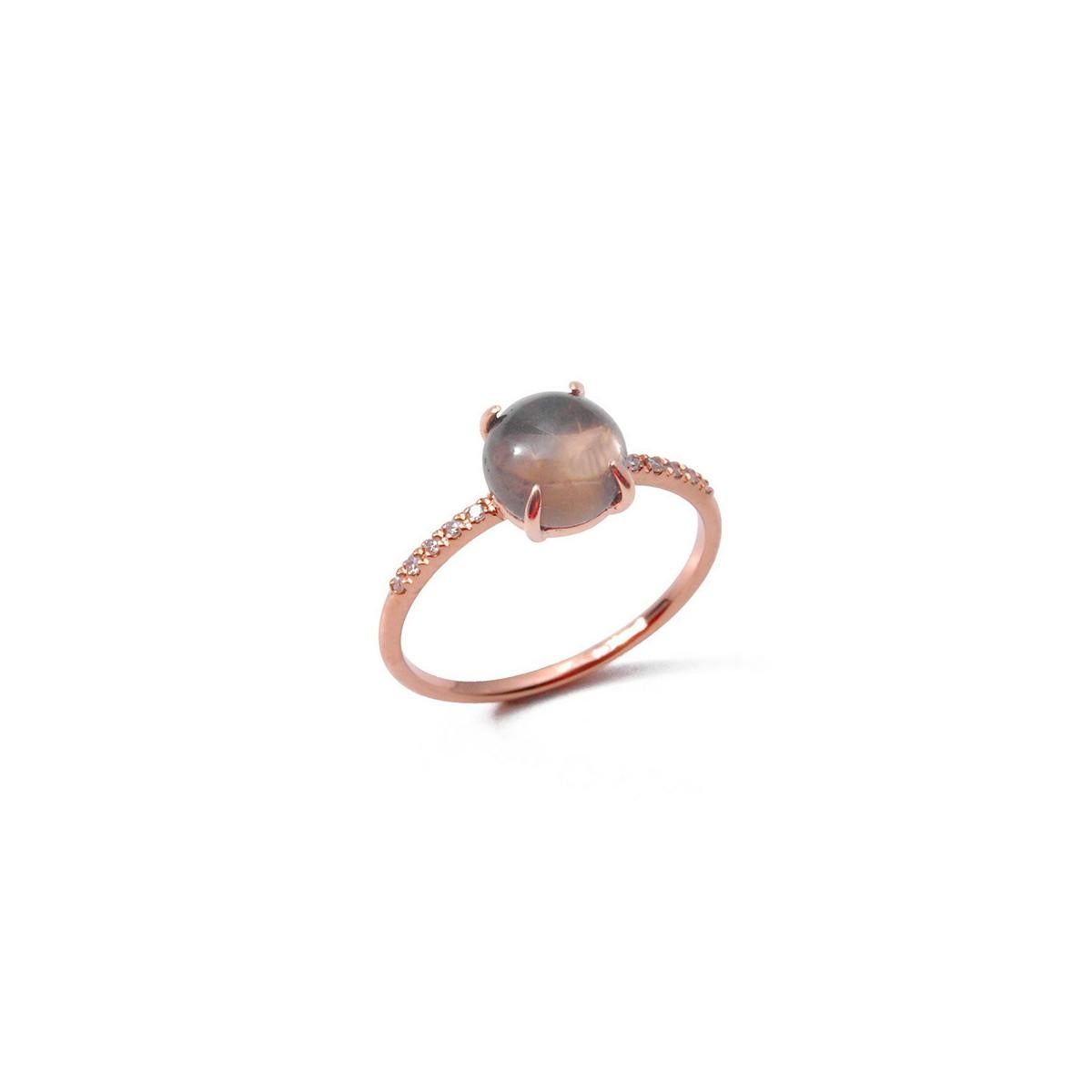 Brilliant Cut Ring 18K Rose Gold with Diamonds ant Peridote For Sale