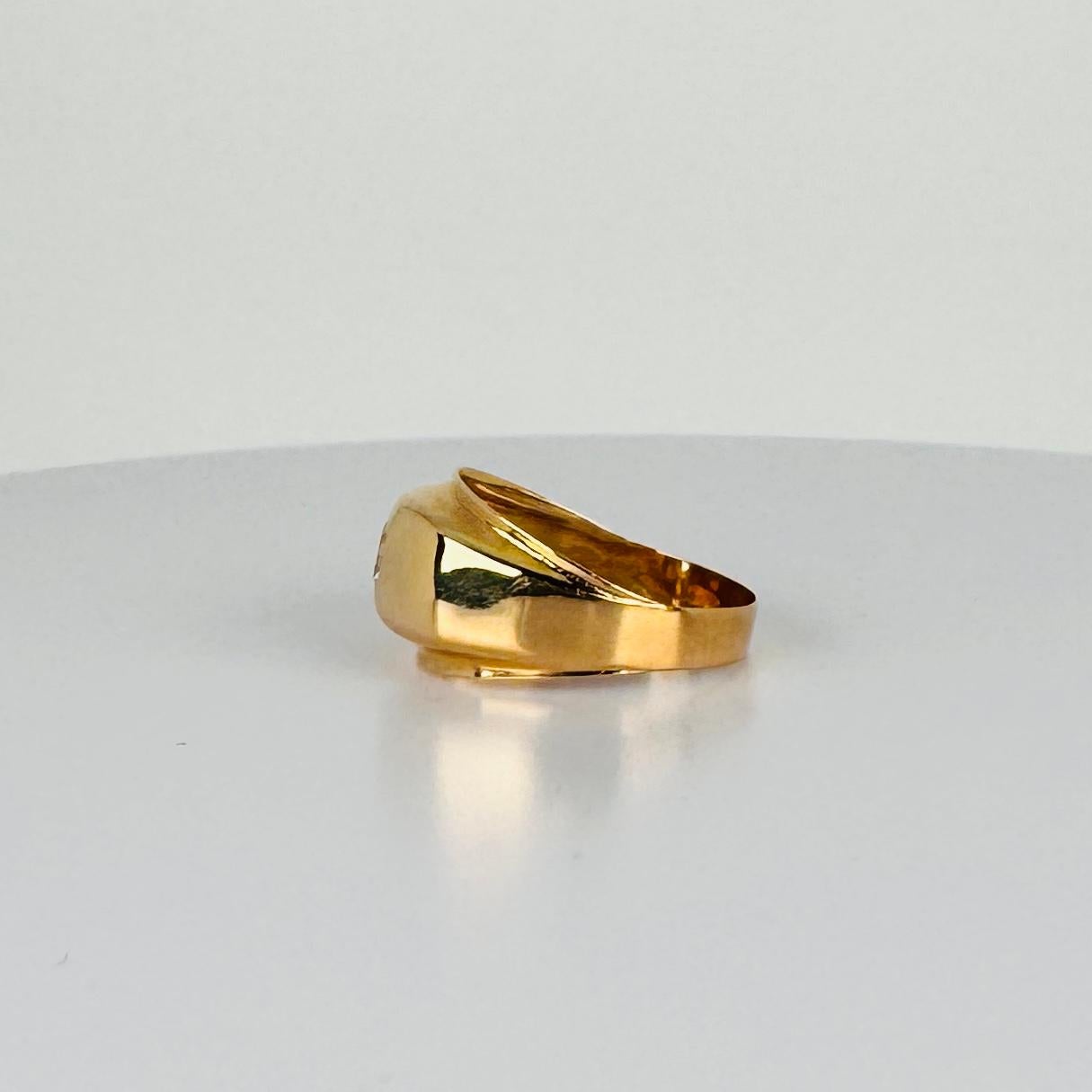 Bague or jaune chaud 18k avec spinelle bleu taille ronde de 0.20 carat en vente 5