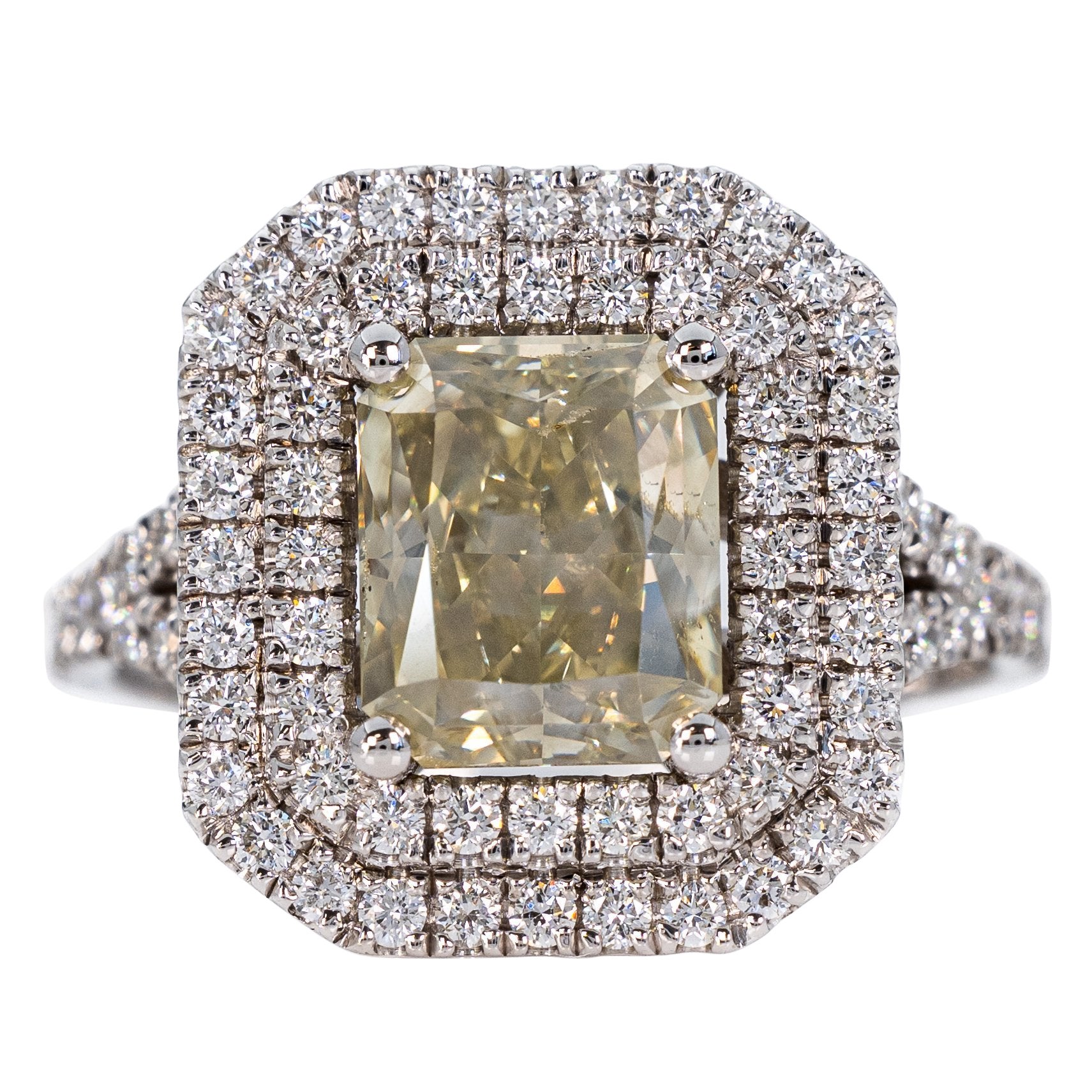 Ring - 18K White Gold - 3.23ct - Natural diamond - IGI For Sale