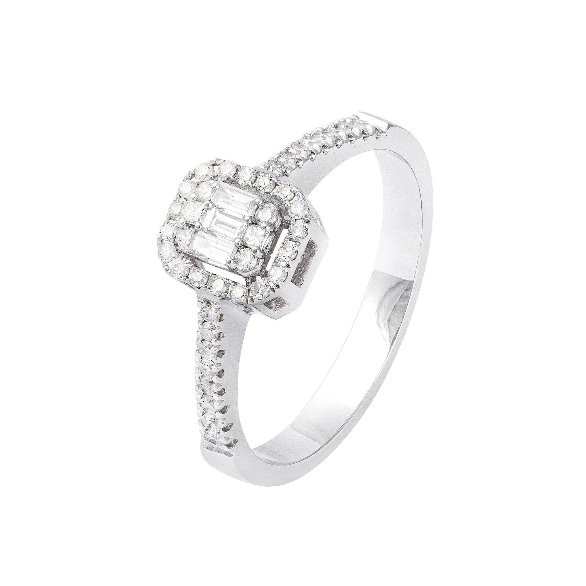 Bague en or blanc 18k diamant 0.20 cts/44 pièces diamant baguette pour elle Neuf - En vente à Genève, GE