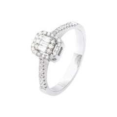 Ring 18k White Gold Diamond 0.20 Cts/44 Pcs Baguette Diamond for Her