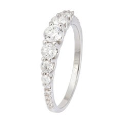 Ring 18k White Gold Diamond 0.77 Cts/17 Pcs for Her