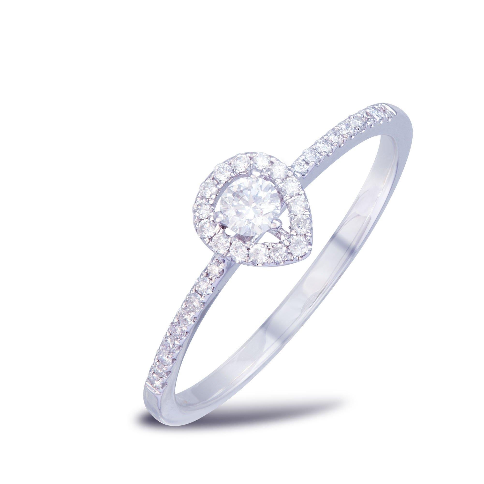 RING 18K White Gold Diamond 0.23 Cts/34 Pcs