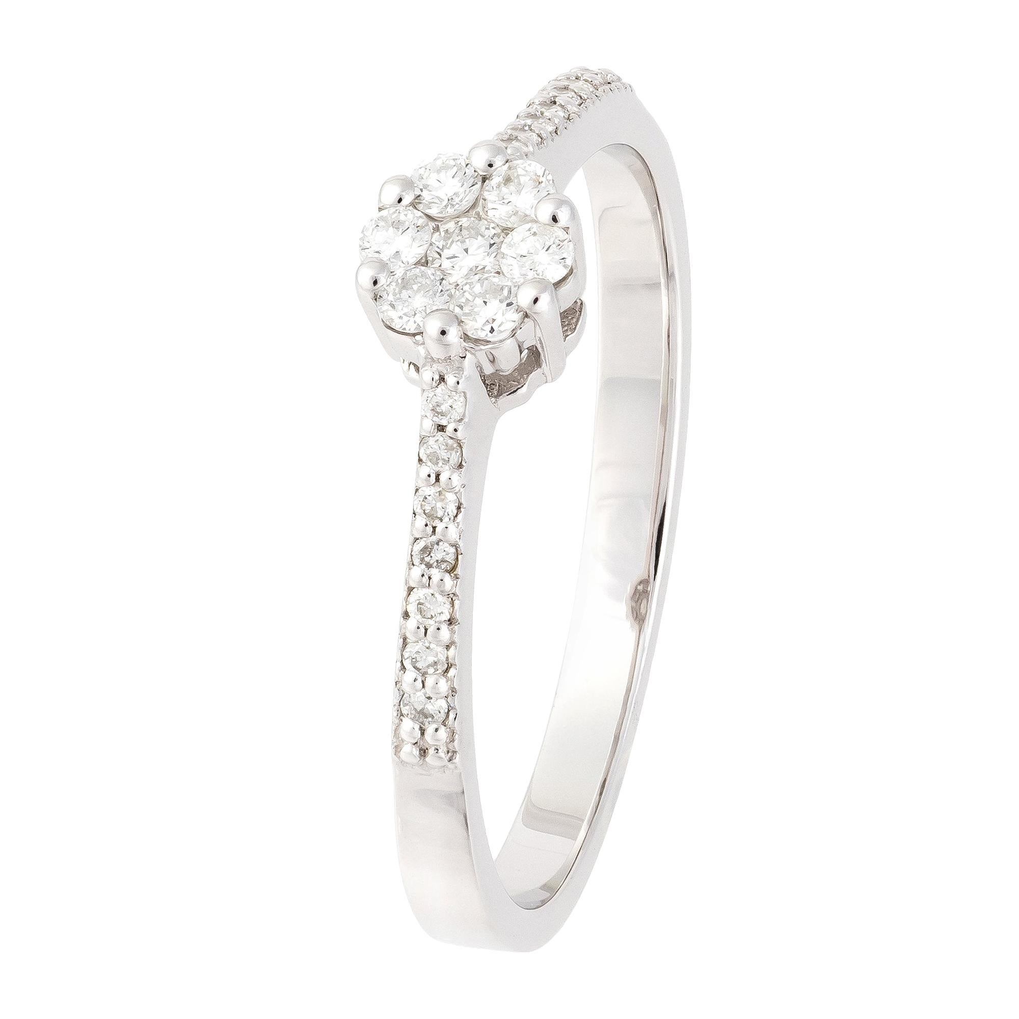 Ring 18K White Gold Diamond for Her For Sale
