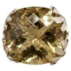 Anello in oro bianco 18K con quarzo fumé e ametiste, con diamanti naturali incastonati