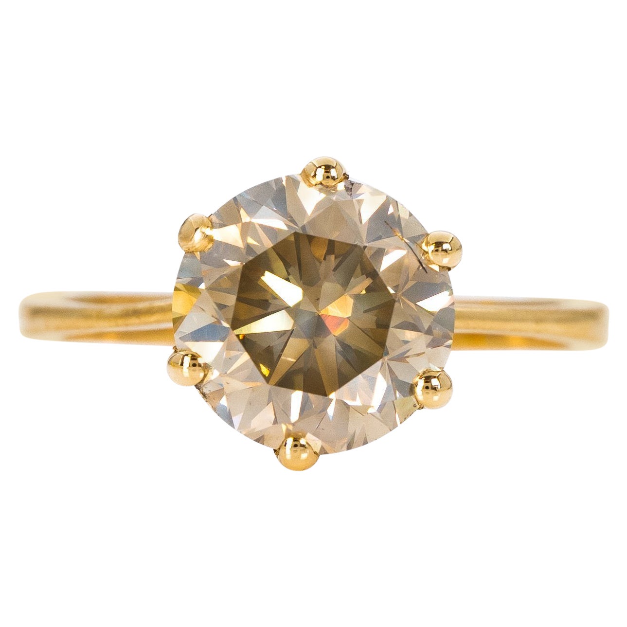 Ring - 18K Yellow - 3.02ct. - Natural diamond - IGI