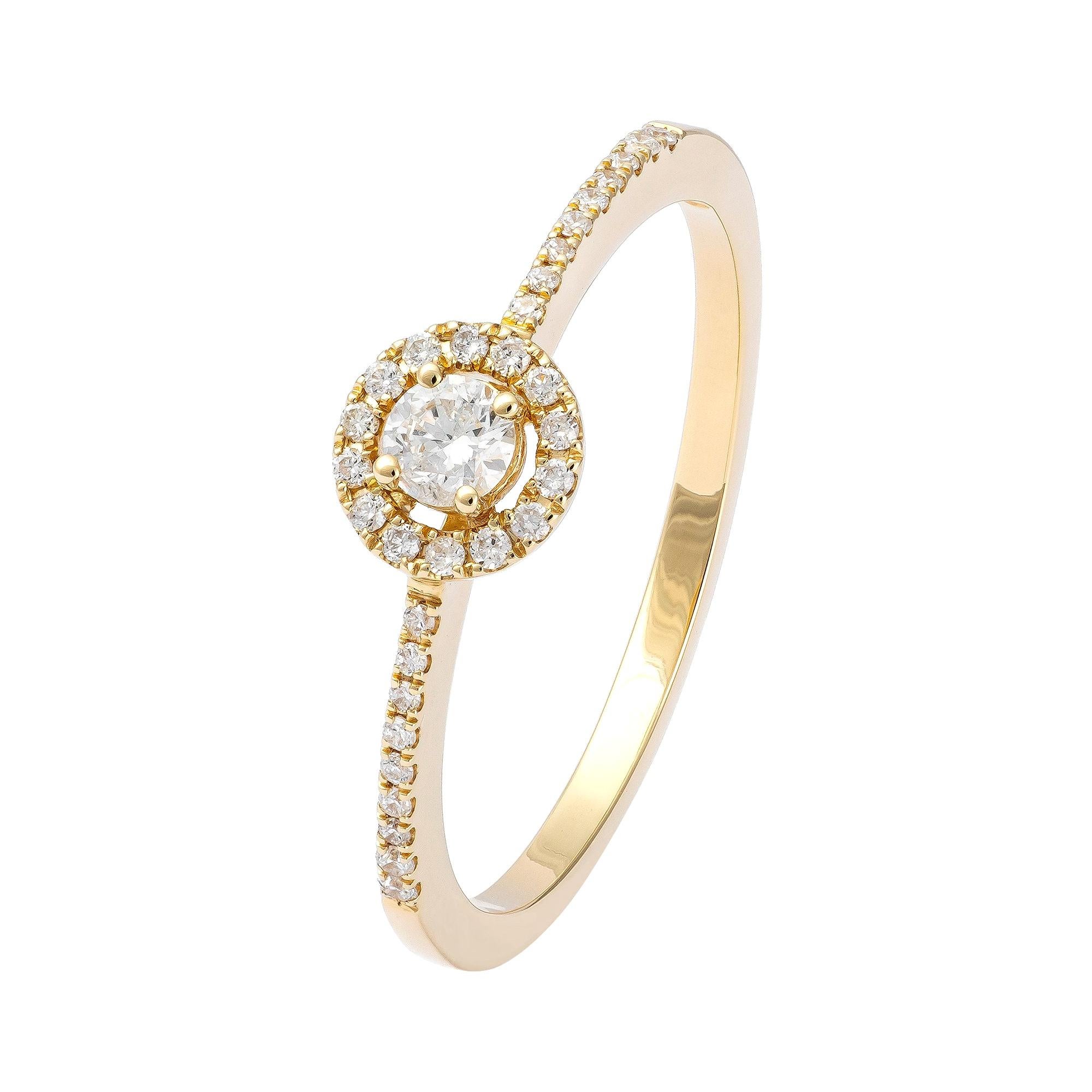 Ring 18K Yellow Gold Diamond for Her For Sale