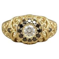 Ring 18K Gelbgold mit natürlichen und schwarzen Diamanten