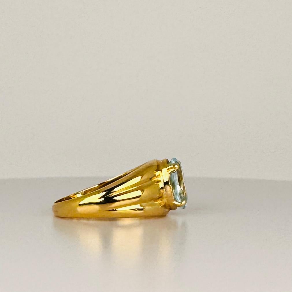 Anello in oro giallo 18k con acquamarina ovale da 2 carati in vendita 2